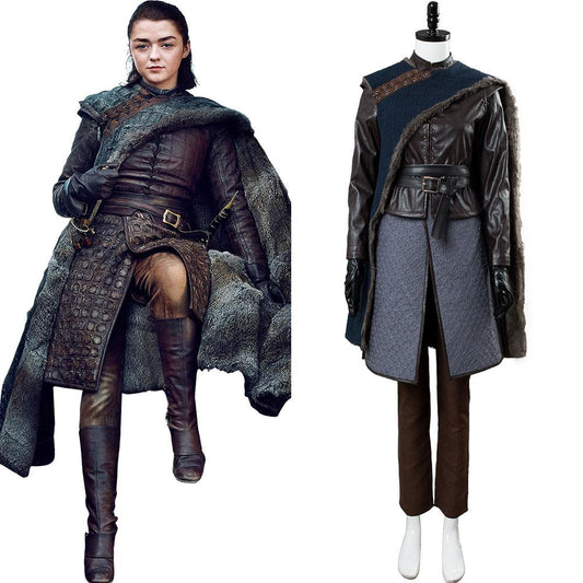 Game of Thrones Season 8 S8 Arya Stark Outfit Cosplay Costume