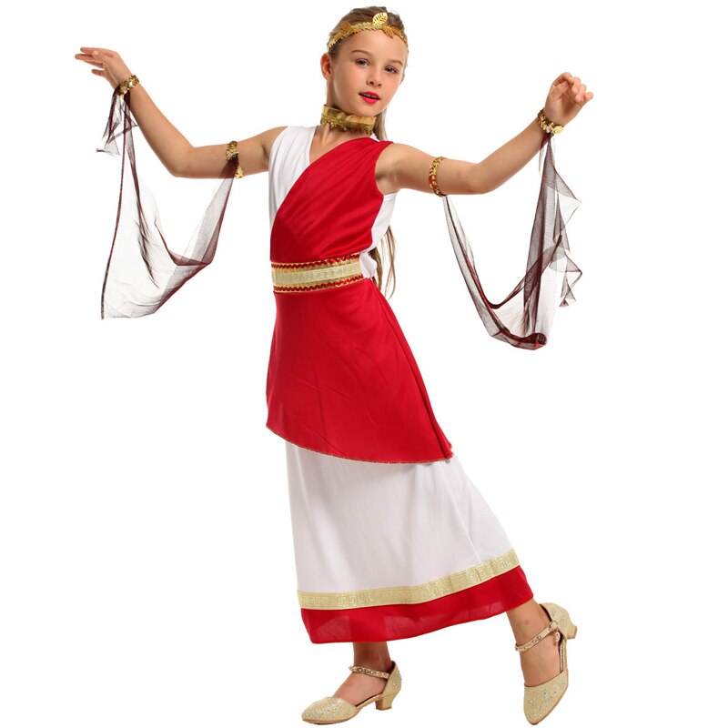 Girl Carnival Purim Greek Goddess A-thena Costume Halloween Empress Rome Cosplay Party Dress