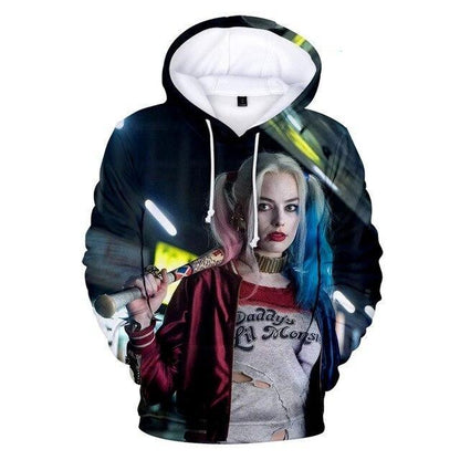 Joker and Harley Quinn Hoodies Classic Jared Leto and Maegot Robbie Couples 3D Hooded sweatshirt