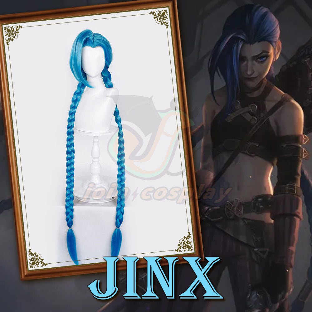 Arcane League of Legends LOL Arcane Jinx Halloween Blue Cosplay Wig