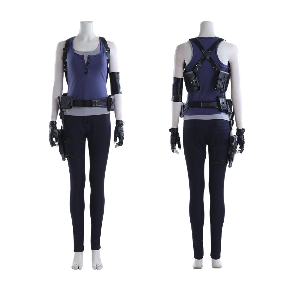 Jill Valentine Cosplay Costume Adult Women Vest and Pants Outfit Accessories for Halloween Party and Carnival