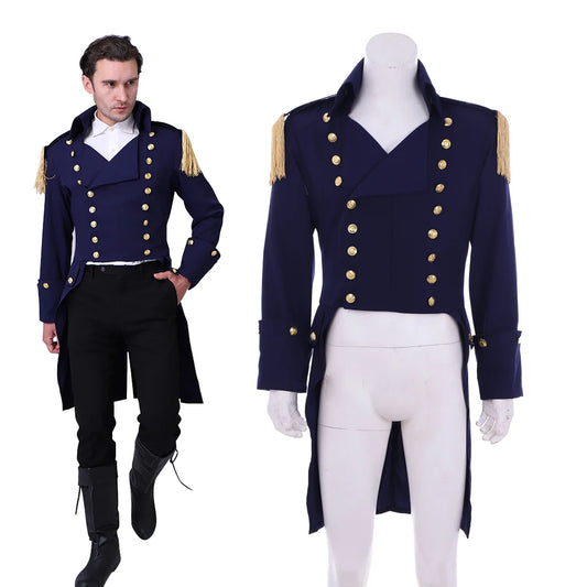 18th Century Navy Blue Tuxedo Medieval Royal Military Jacket Colonial Hamilton Tailcoat Adult Men Victorian Uniform Coat