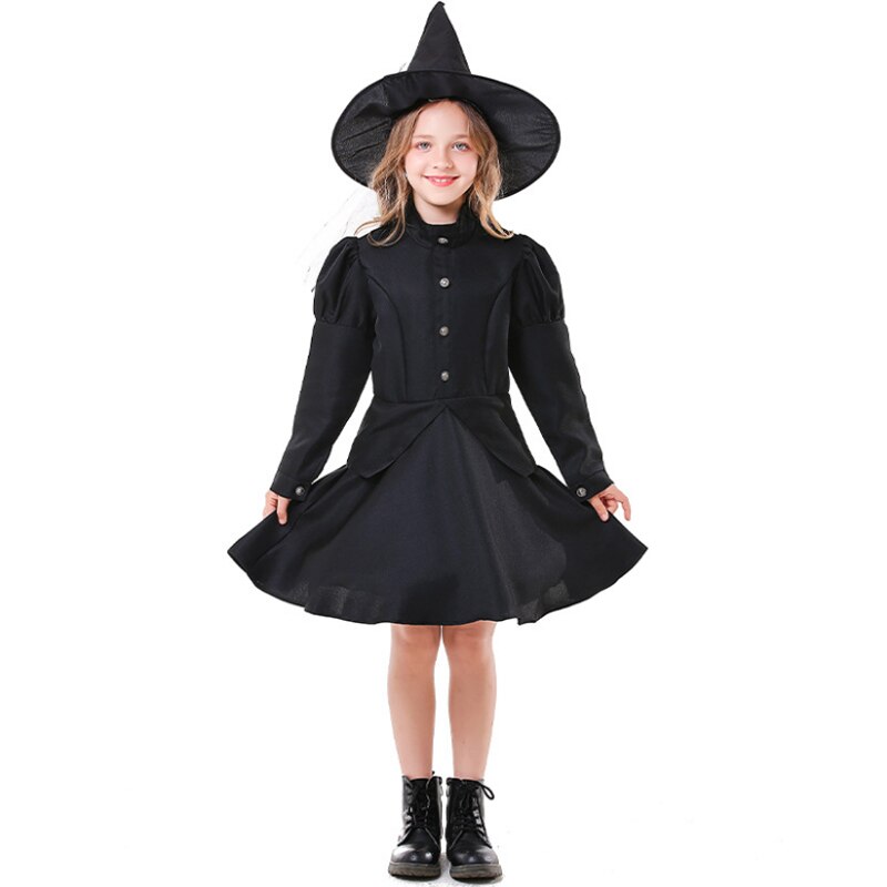 Girl Classic Witch Costume Medieval Gothic Sorceress Cosplay Party Dress Carnival Halloween