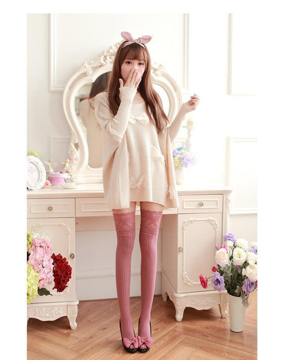 Lolita Ruffled Lace Thigh-High Socks