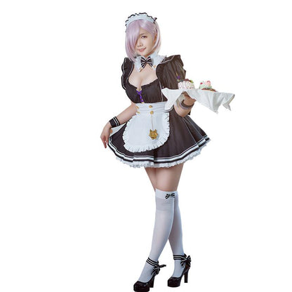 Fate Grand Order Mash Kyrielight Cosplay Costume Sexy Maid Dress C00063