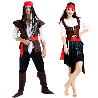 Halloween Carnival Party Captain Pirate Costumes Adult Dress Cosplay for Women Men Couples