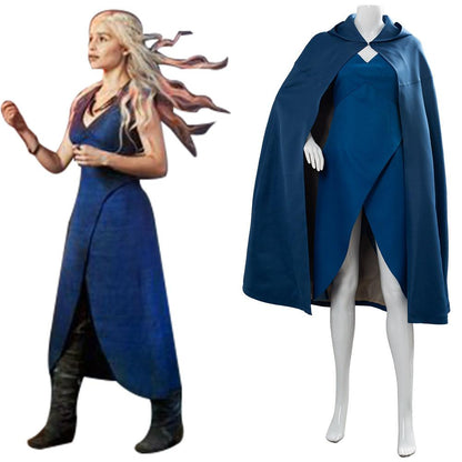 Game of Thrones Daenerys Targaryen Cosplay Dress Cape Costume