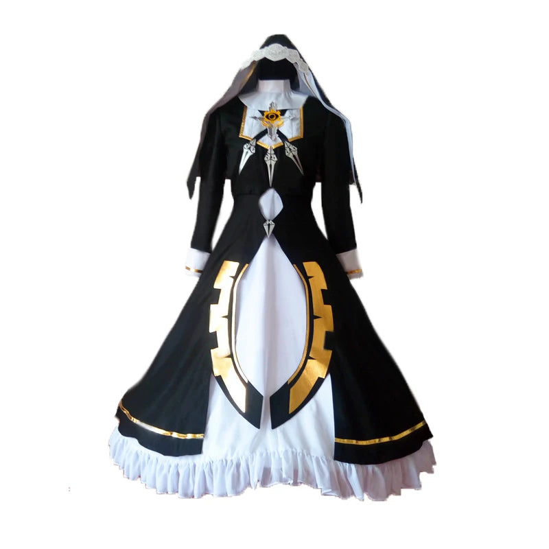 Anime! Honkai Impact 3 Theresa Apocalypse Uniform Dress Cosplay Costume Custom-made Size for Women Dress+veil