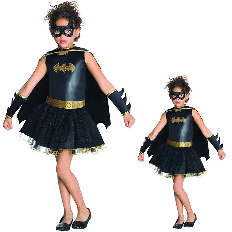 Little Black Girl Cosplay Clothing Bat Children Fantasy Fancy Dress For Kids Carnival Party Halloween Costume Year Gift