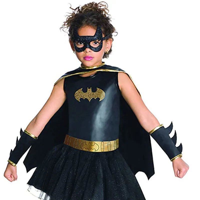 Little Black Girl Cosplay Clothing Bat Children Fantasy Fancy Dress For Kids Carnival Party Halloween Costume Year Gift