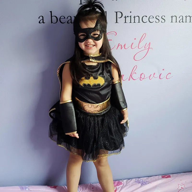 Little Black Girl Cosplay Clothing Bat Children Fantasy Fancy Dress For Kids Carnival Party Halloween Costume Year Gift