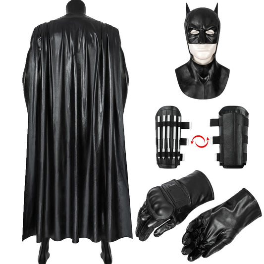 Halloween Bat Superhero Costume Accessories Bruce Cosplay Mask Wayne Faux Leather Cape Hero Outfit Props