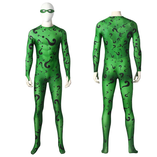 New The Bat Riddler Cosplay Outfit Adult High Quality Gotham Edward Nygma Jumpsuits Halloween Performance Clothing