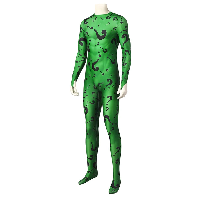 New The Bat Riddler Cosplay Outfit Adult High Quality Gotham Edward Nygma Jumpsuits Halloween Performance Clothing