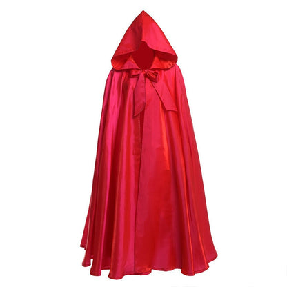 Halloween Party Cosplay Woman Men Adult Long Hero Witchcraft Witchcraft Robe Hood Cloak Cosplay Satin Red Medieval Cloak