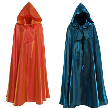 Halloween Party Cosplay Woman Men Adult Long Hero Witchcraft Witchcraft Robe Hood Cloak Cosplay Satin Red Medieval Cloak