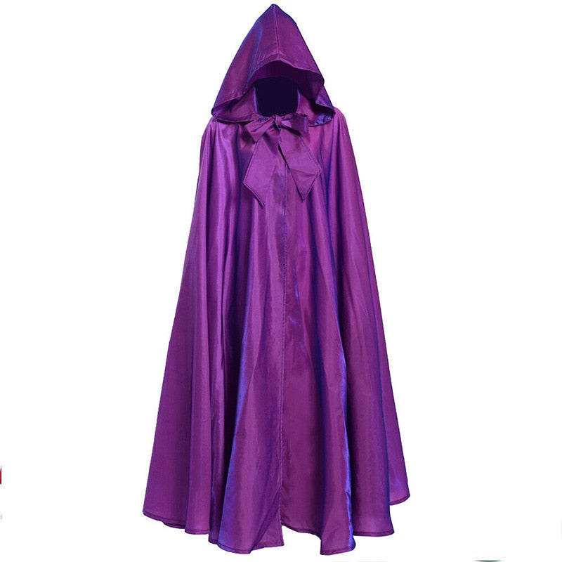 Halloween Party Cosplay Woman Men Adult Long Hero Witchcraft Witchcraft Robe Hood Cloak Cosplay Satin Red Medieval Cloak