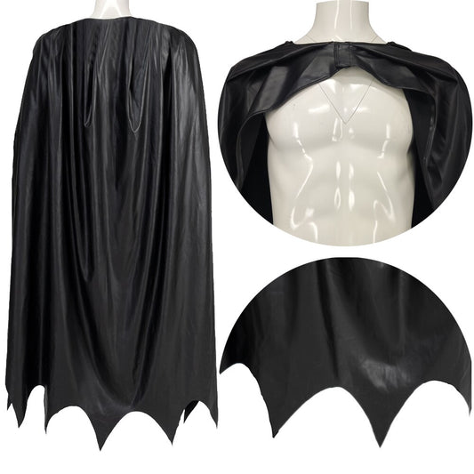 Michael Keaton Version Bruce Wayne Cosplay Big Cape Halloween Carnival Bat Costume Faux Leather Cloak