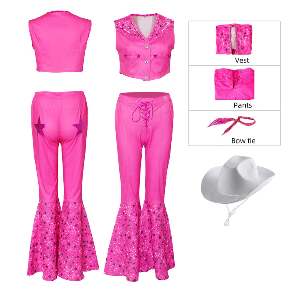 Movie Barbi Costume Cosplay Children Pink Halloween Carnival Kids Party Wear For 2-12 Years