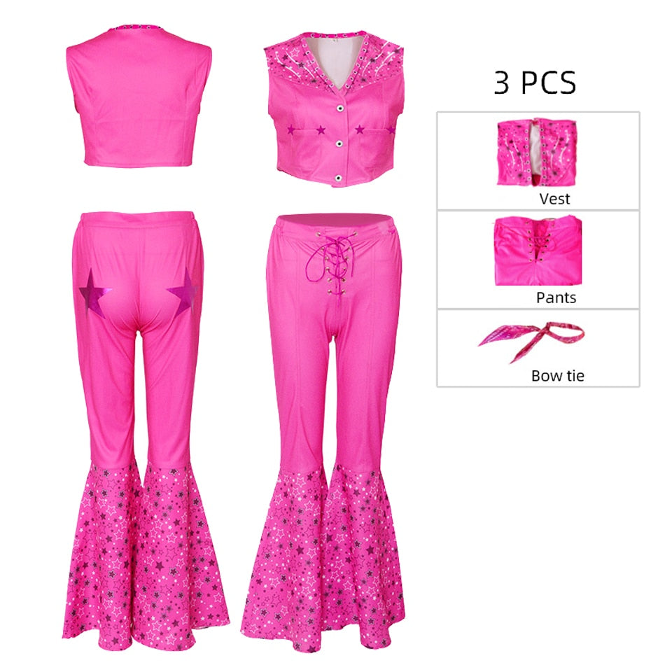 Movie Barbi Costume Cosplay Children Pink Halloween Carnival Kids Party Wear For 2-12 Years