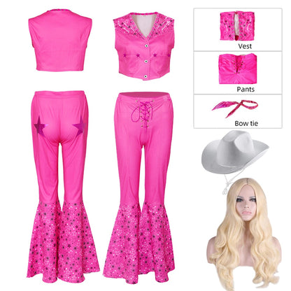 Movie Barbi Costume Cosplay Children Pink Halloween Carnival Kids Party Wear For 2-12 Years