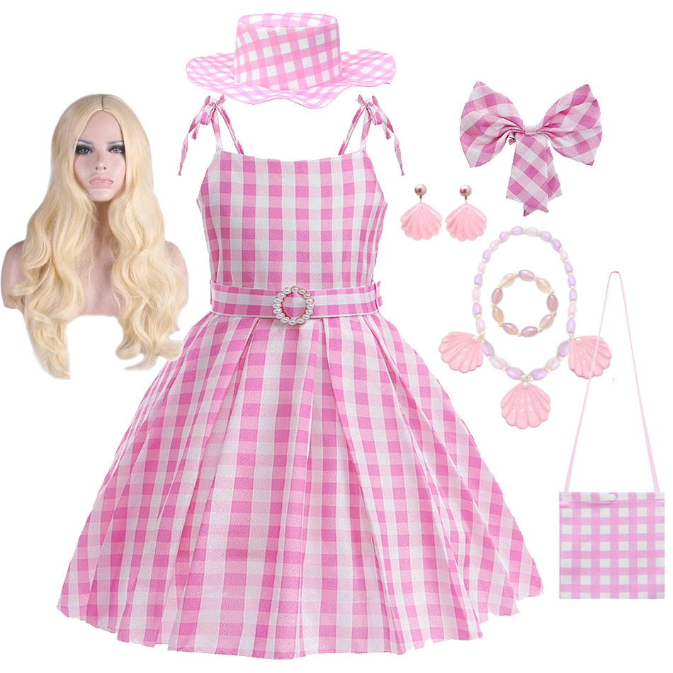 Movie Barbi Costume Cosplay Children Pink Halloween Carnival Kids Party Wear For 2-12 Years