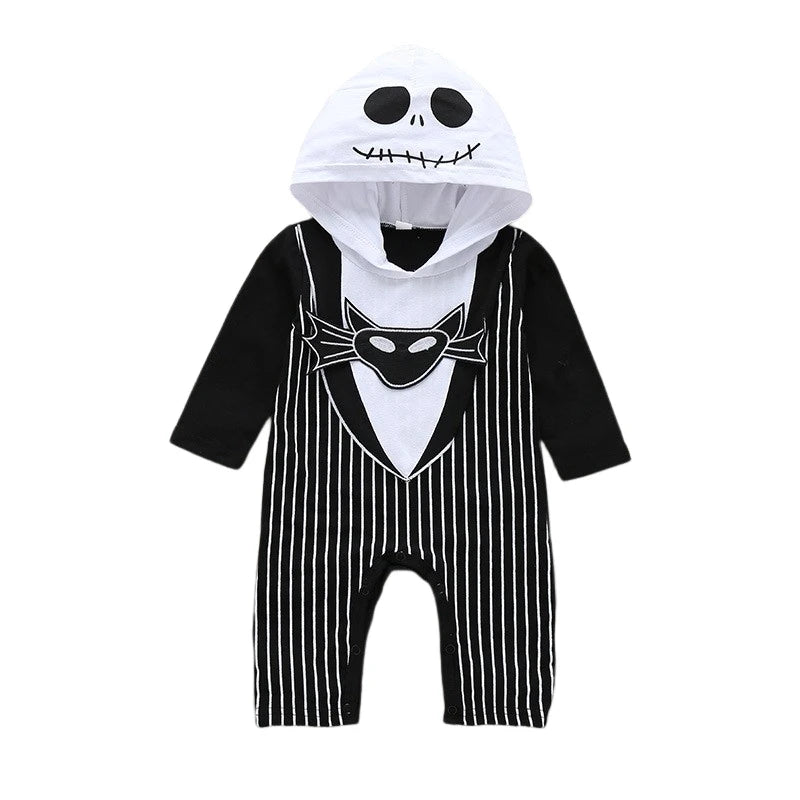 Halloween Infant Baby Boy Romper Long-Sleeve Cotton Striped Bat Pattern Hoodies Jumpsuit For 0-18Months