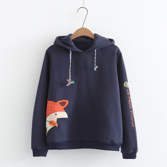 Fox Print Long Sleeve Hoodie