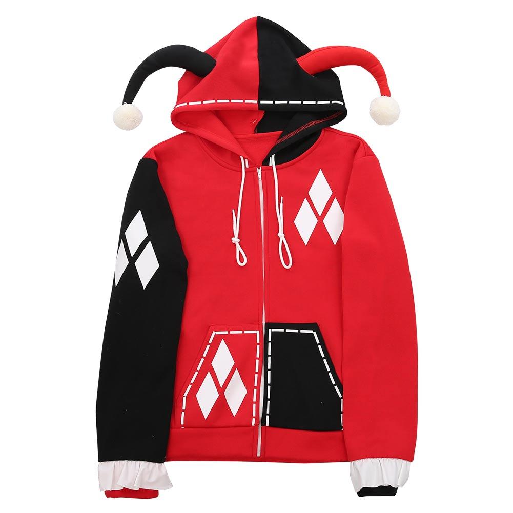 Harley Quinn Hoodie Zip Up Jacket Sweatshirt Halloween Carnival Suit for Juniors Teens Cosplay Costume