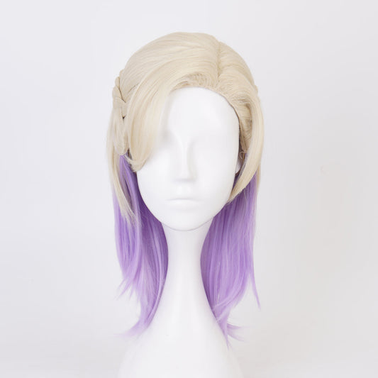 Twisted Wonderland Vil Golden And Purple Short Cosplay Wig