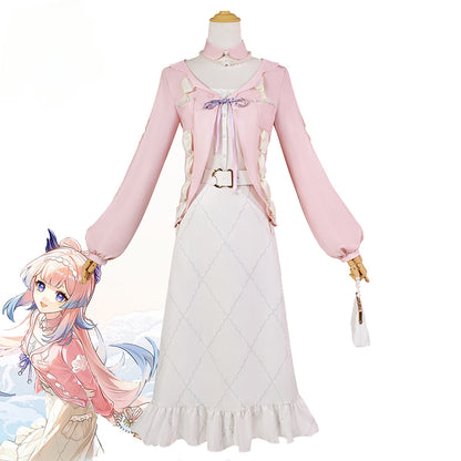 Sangonomiya Kokomi New Skin Cosplay  Costume Game Halloween Women Pink Coat Dress