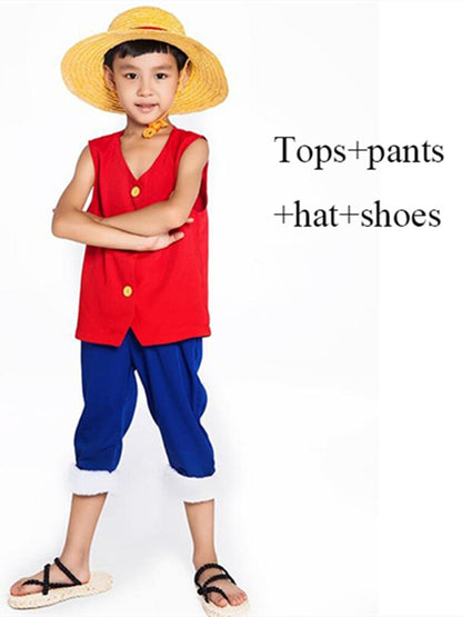 Anime One Piece Luffy Cosplay Children Halloween Party Costume