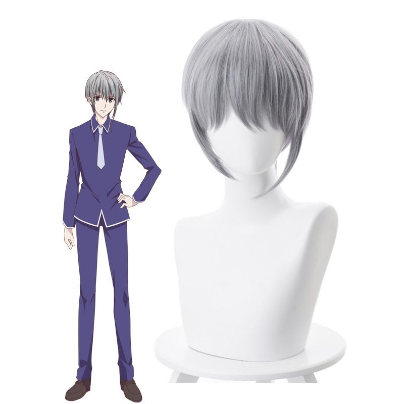 Anime Fruits Basket Soma Yuki 35cm Short Gray Cosplay Wigs