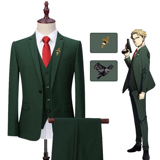 Anime Spy x Family Loid Forger Cosplay Costumes Twilight Green Suit Brooch Pants Vest Gloves Outfit