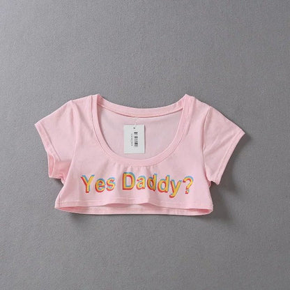 Cute Sexy Kawaii Yes Daddy Prints Cotton T Shirt