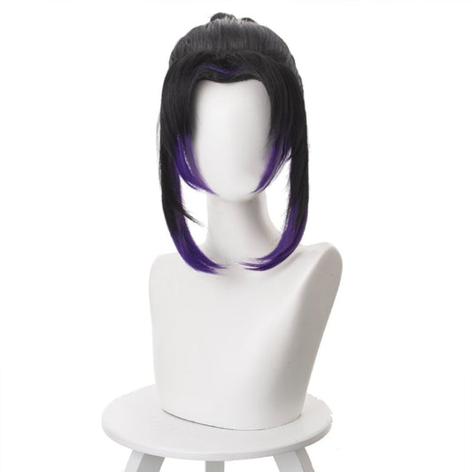 Anime Demon Slayer Kochou Shinobu Black gradient bluish-purple Short Cosplay Wig