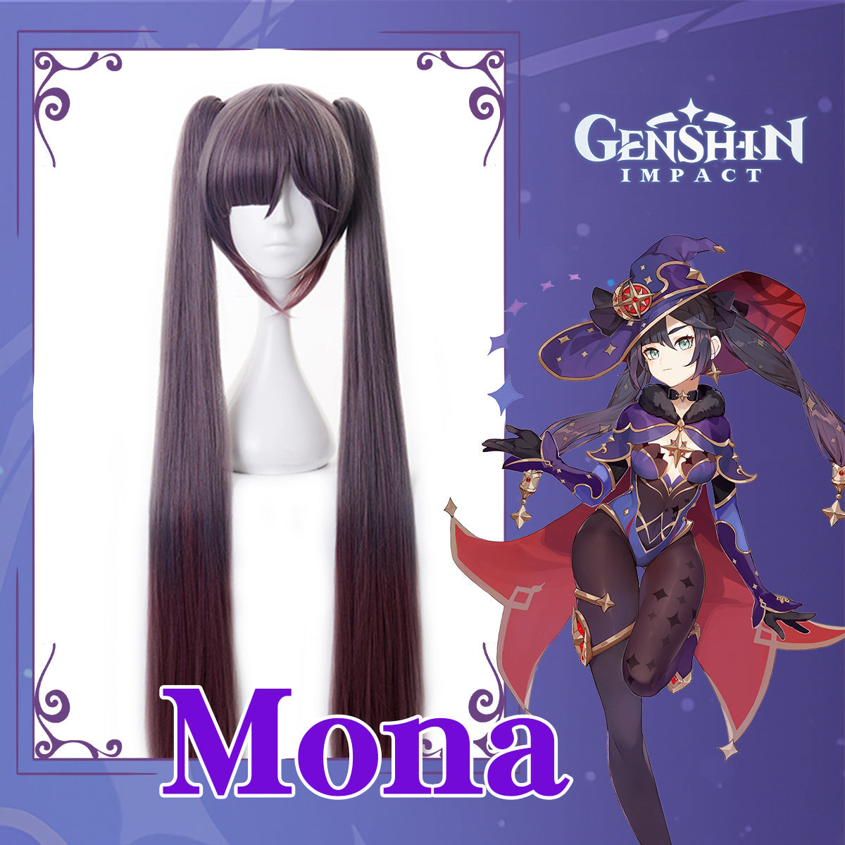 Game Genshin Impact Mona Megistus Cosplay Wig