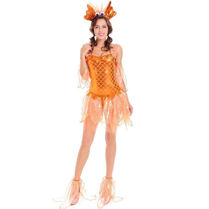 Halloween Costumes for Women Cute Goldfish Cosplay Gold Fish Costume Carnival Party Fantasia Dress