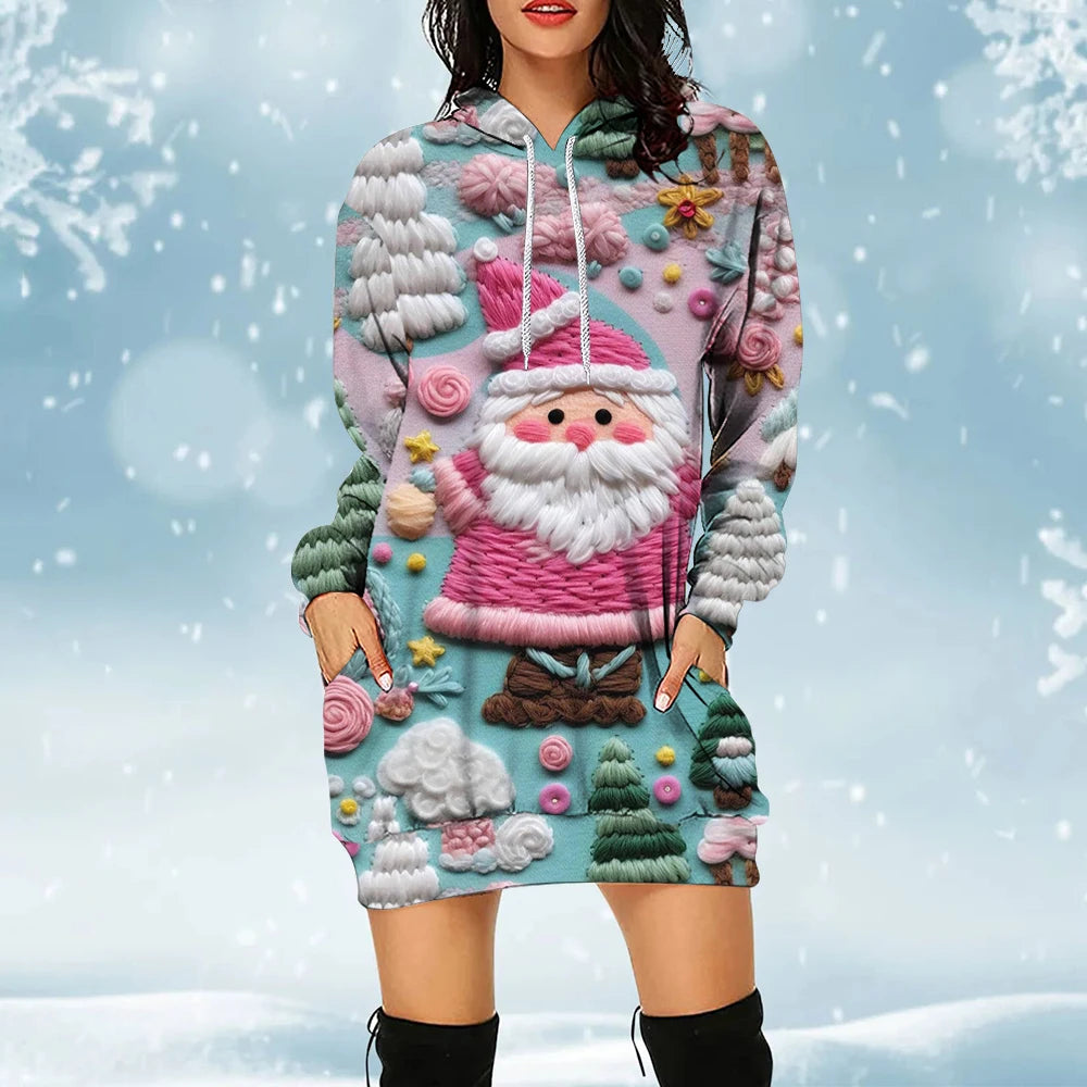 3D Women's Hoodies Dress Christmas Element Pullover Clothes Holiday Party Women's Sweatershirt Xmas Carnival Sweater New