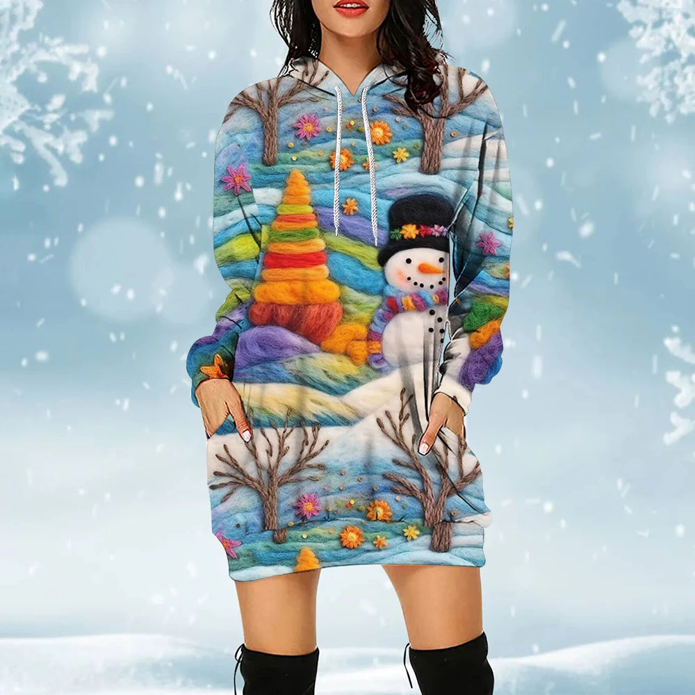 3D Women's Hoodies Dress Christmas Element Pullover Clothes Holiday Party Women's Sweatershirt Xmas Carnival Sweater New