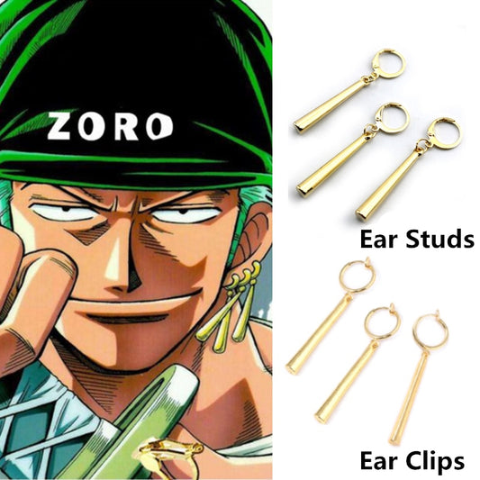 3Pcs/Set Anime Roronoa Zoro Cosplay Earrings Ear Clips Stud Women Men Unisex Jewelry Accessories Prop