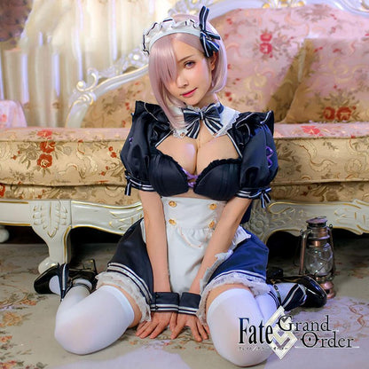 Fate Grand Order Mash Kyrielight Cosplay Costume Sexy Maid Dress C00063