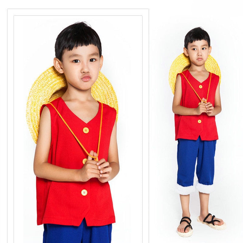 Anime One Piece Luffy Cosplay Children Halloween Party Costume