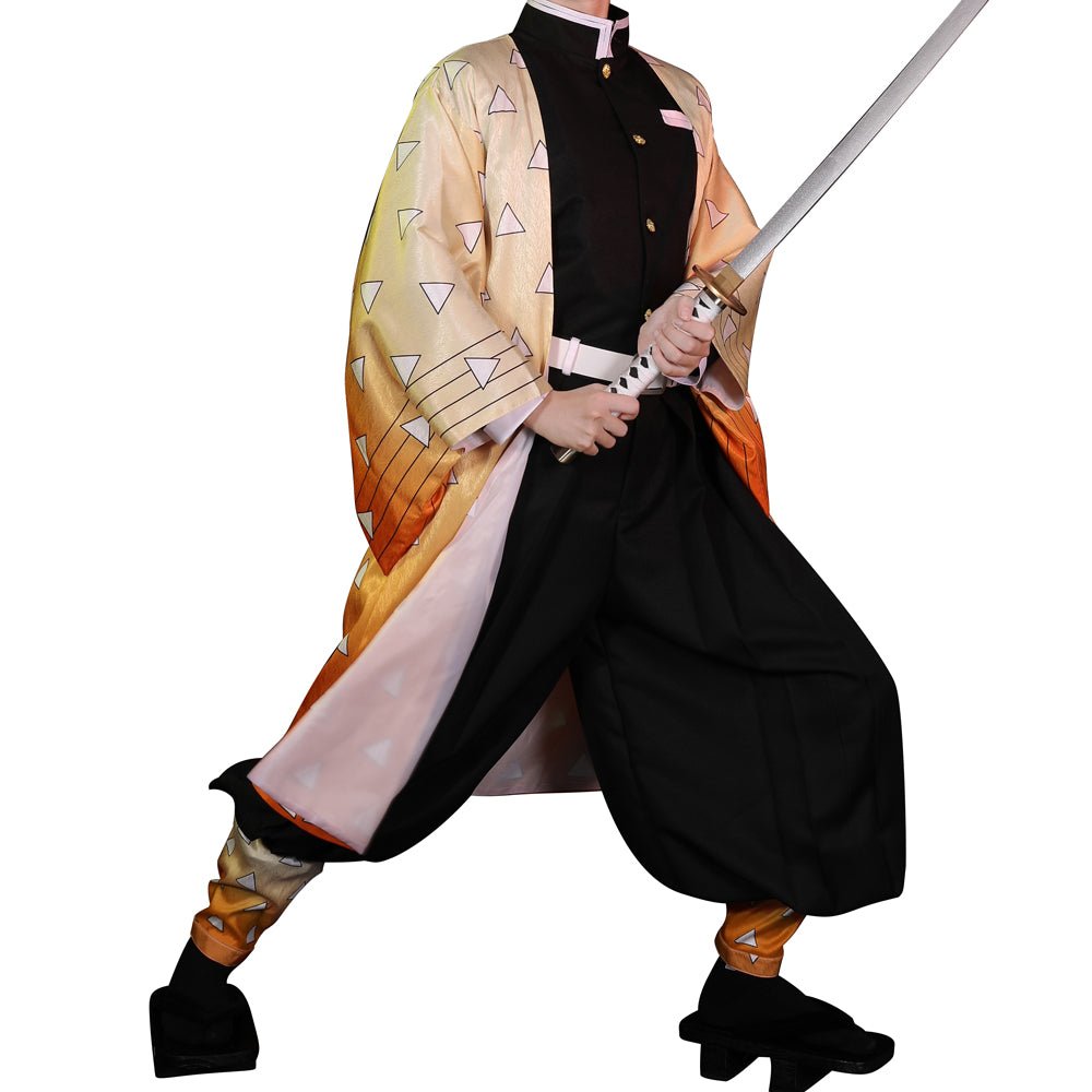 Anime Demon Slayer Agatsuma Zen&#39;itsu Uniform Cosplay Costume