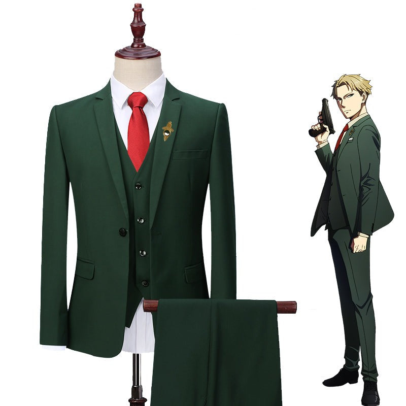 Anime Spy x Family Loid Forger Cosplay Costumes Twilight Green Suit Brooch Pants Vest Gloves Outfit