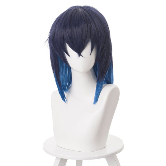 Anime Demon Slayer Hashibira Inosuke Dark blue gradient royal blue Medium Cosplay Wig