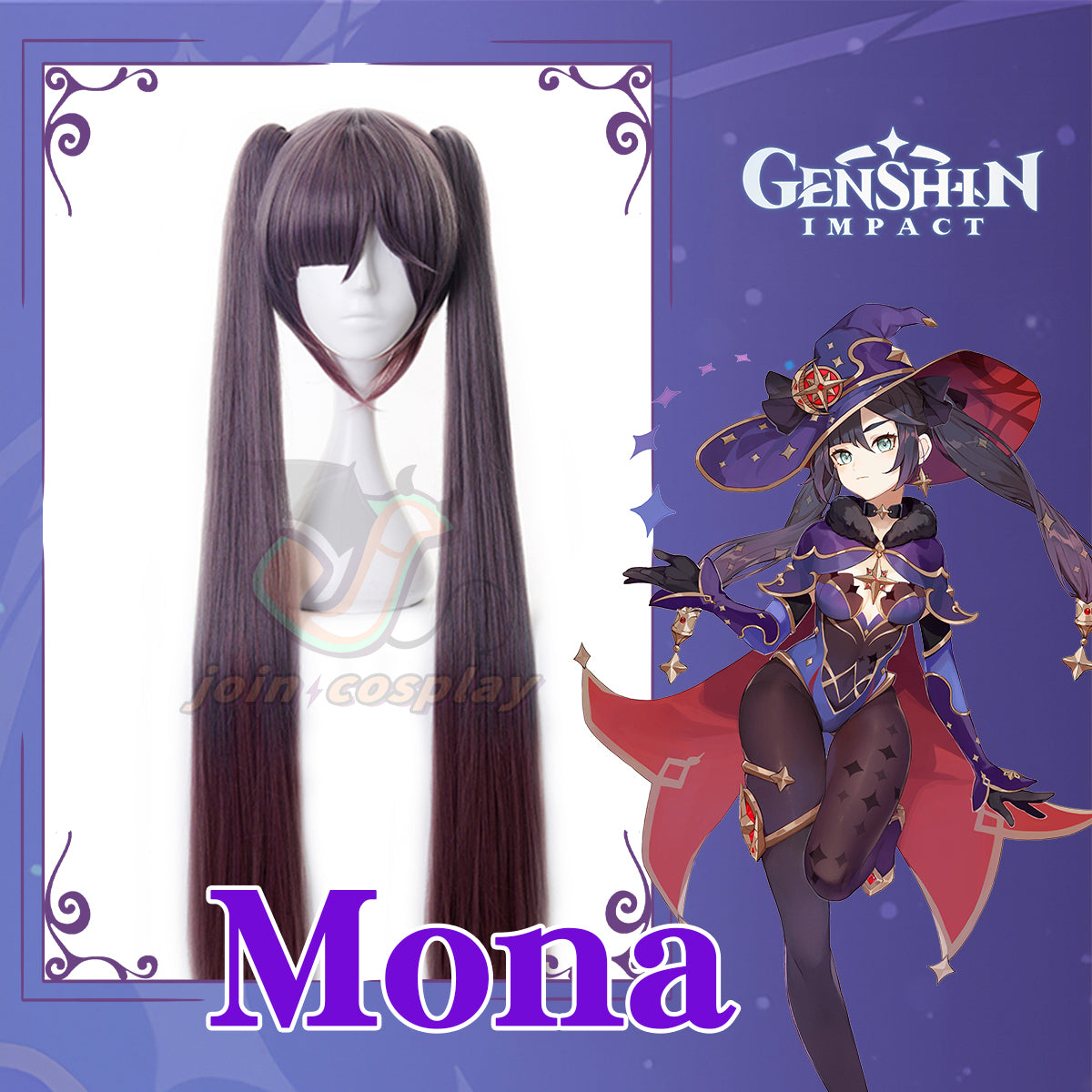 Game Genshin Impact Mona Megistus Cosplay Wig