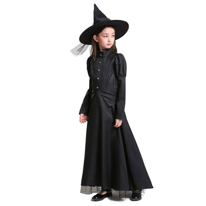 Girl Classic Witch Costume Medieval Gothic Sorceress Cosplay Party Dress Carnival Halloween