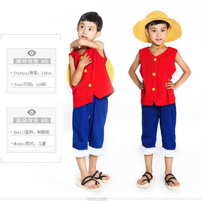 Anime One Piece Luffy Cosplay Children Halloween Party Costume