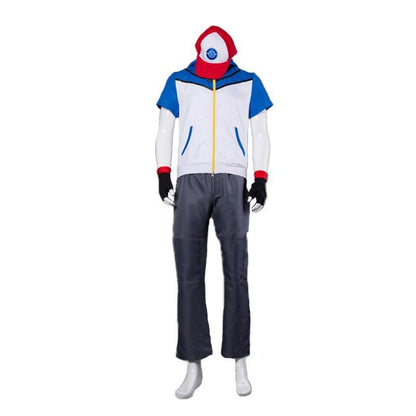 Anime Pok卪on Ash Ketchum Jacket Outfit Cosplay Costume with Free Hat